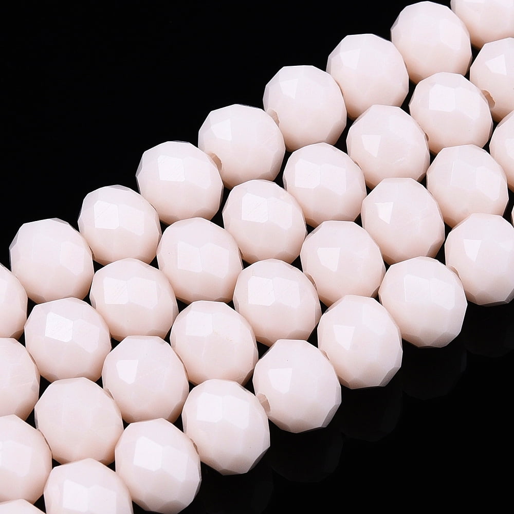 10Strand Opaque Solid Color Glass Beads Strands Faceted Rondelle Misty Rose 10x8mm Hole: 1mm about 63~65pcs/strand 49~50cm