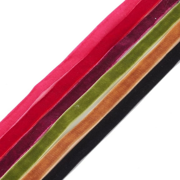 10Strand Single Face Velvet Ribbon Mixed Color 3/8 inch(10mm) about 5.47 Yards(5m)/Strand