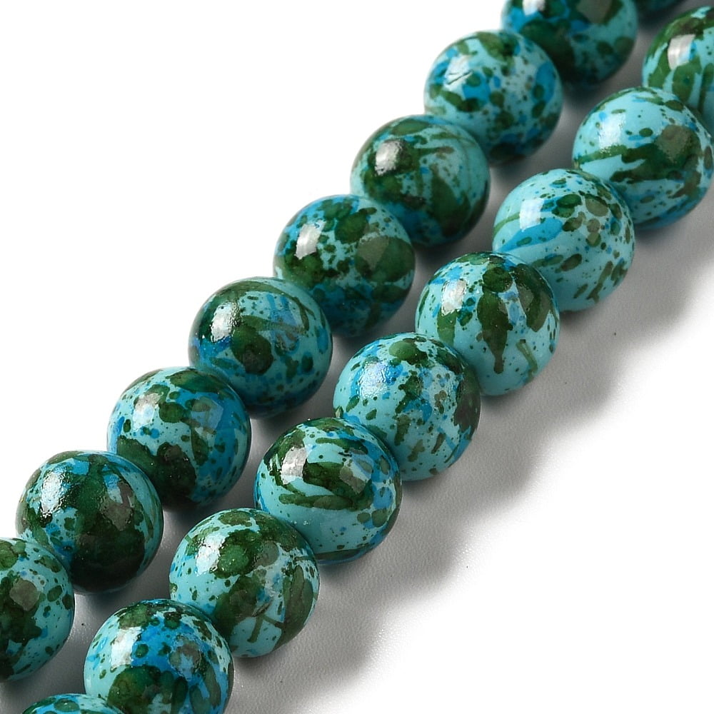 10Strand Synthetic Turquoise Dyed Beads Strands Round Sea Green 7~8x7~8mm Hole: 1mm 50pcs/strand 14.29~14.65''(36.3~37.2cm)