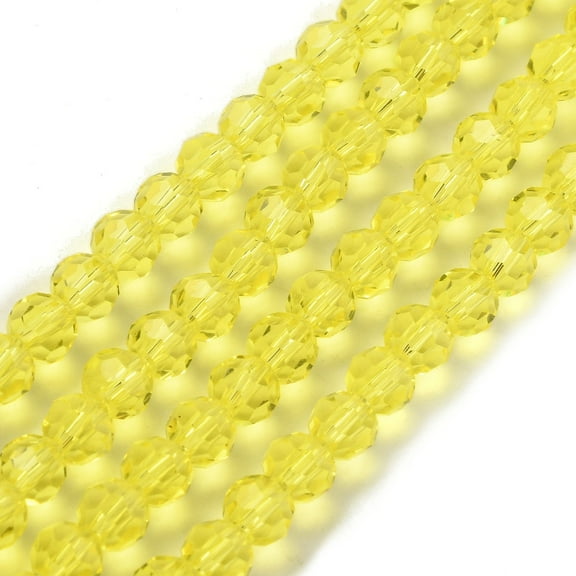 10Strand Transparent Glass Bead Strands Imitate Austrian Crystal Faceted(32 Facets) Round Yellow 6mm Hole: 1mm 96~98pcs/strand 20~21 inch
