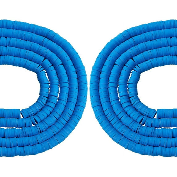 10Strands 3800Pcs Polymer Clay Heishi Beads Disc Flat Round Boho Surfing Spacer Beads 6mm Dodger Blue