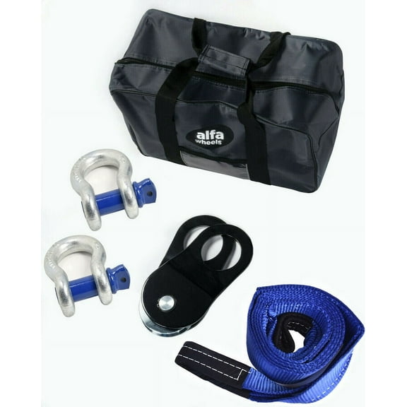 10T 10ft 4WD SUV Truck Winch Recovery Kit Snatch Block+Bow Shackle+Tow Strap+Bag