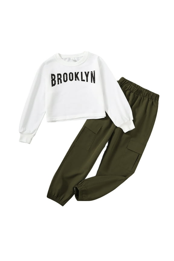 10T Big Boys Clothes 10T Big Boys 2PCS Outfits Set Letter Print Big Boys Long Sleeve Top Pants Set White