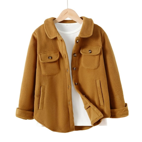 10T Big Boys Clothes 11 Years Boys Long Sleeve Coat Solid Color Big Boys Fall Winter Jacket Brown