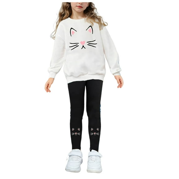 10T Girls Clothes Size 10 5T Girls Clothes Girls 2 Piece Outfits Long Sleeve Butterfly Sweatshirt & Flared Pants Fall Clothing Set