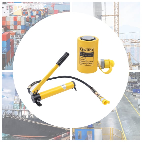 10T Yellow + Black Single-Acting Mini Jack Ram Hydraulic Ram Cylinder Jack for Power Chemical Steel Bridges