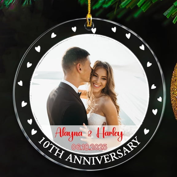 10TH Anniversary Christmas Ornament 2025, Photo Xmas Ornaments Gift For 10th Wedding Anniversary,Date Name Picture Couple Married Ornament, Our 10th Christmas Married Ornaments