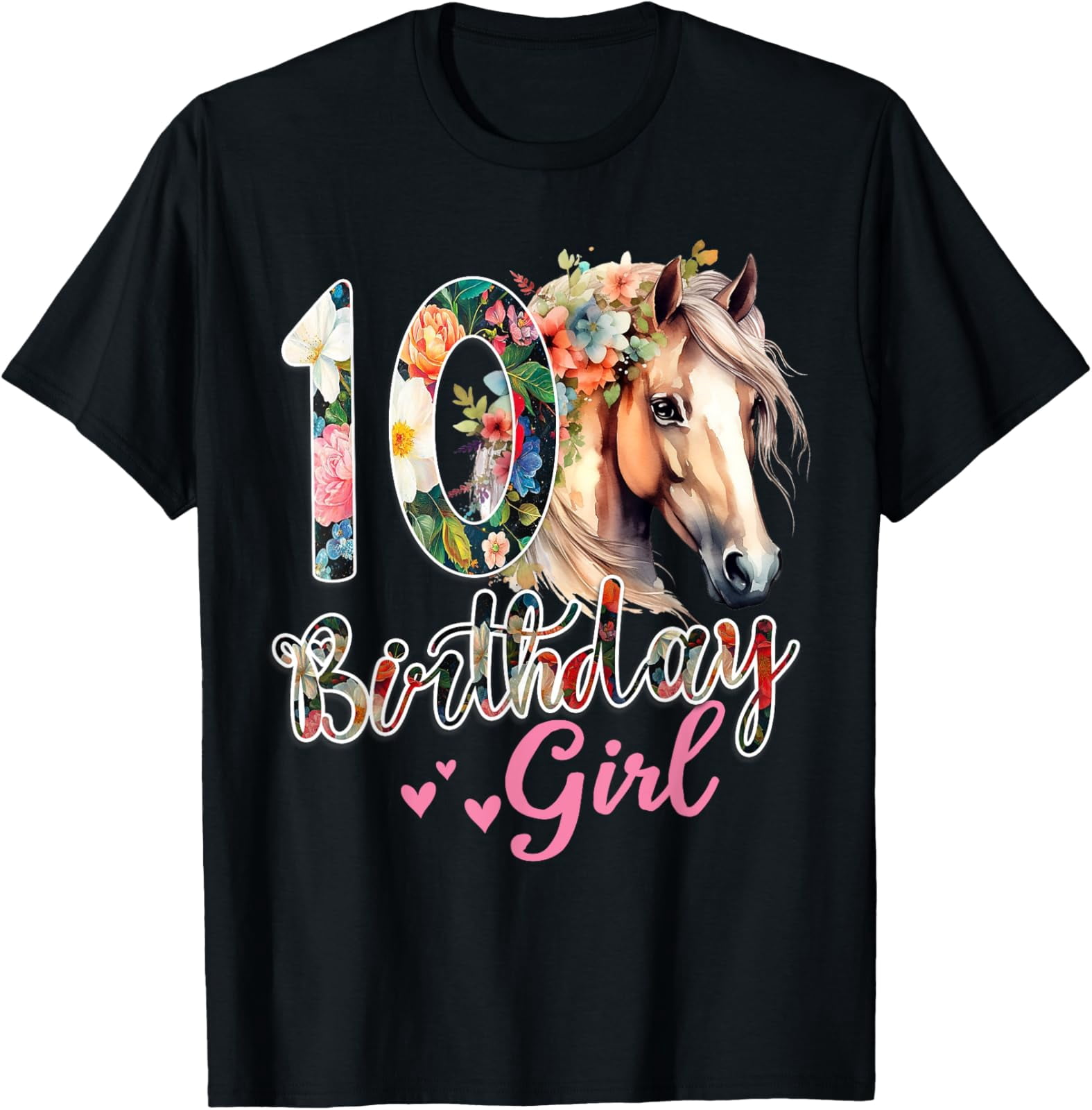 10Th Birthday Horse 10 Years Old Birthday Girl T-Shirt V1 All Size S ...