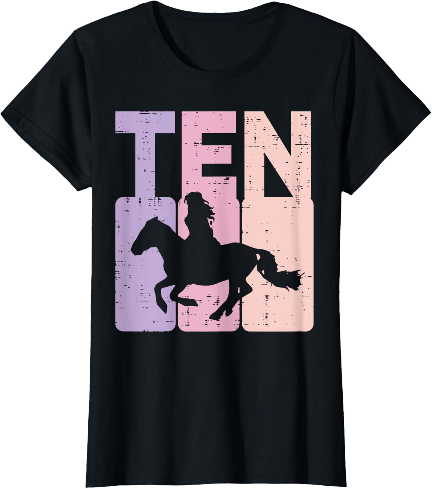 10Th Birthday Ten Horse Girl Equestrian 10 Years Old Girls T-Shirt All ...
