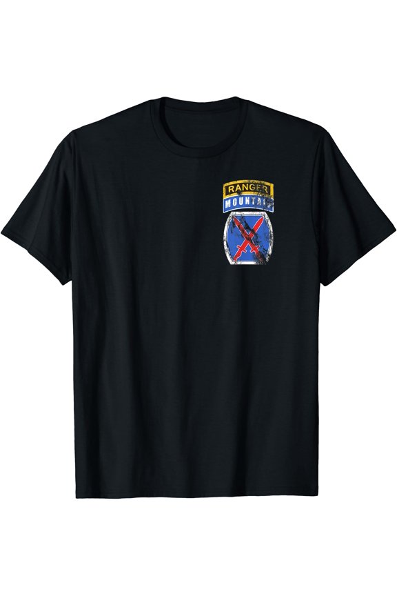 10Th Mountain Mtn Division Patch With Ranger Tab Distressed T-Shirt