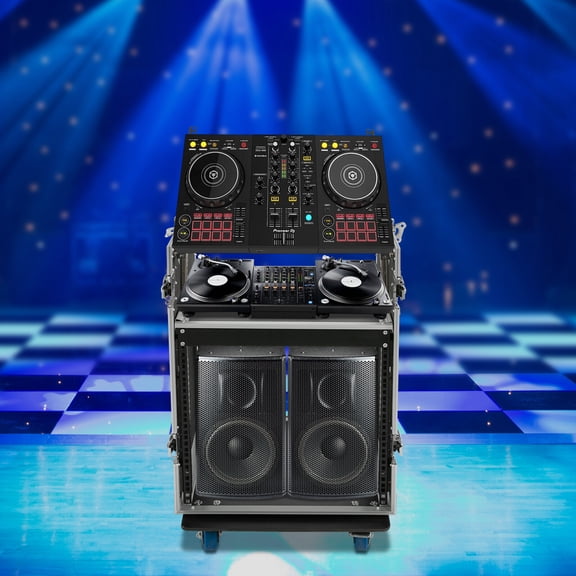 10U Audio DJ Road Rack Case with Casters Pro Tour Grade Rack Mobile Flight Case for Studios, Home Theatres