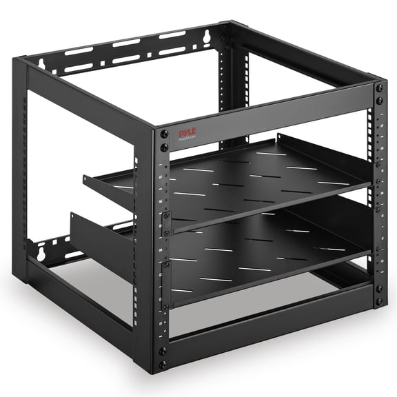 10U Network Cabinet - Enclosed Wall Mount Rack Includes Mounted Fan, Lockable Door & Hardware (Black)