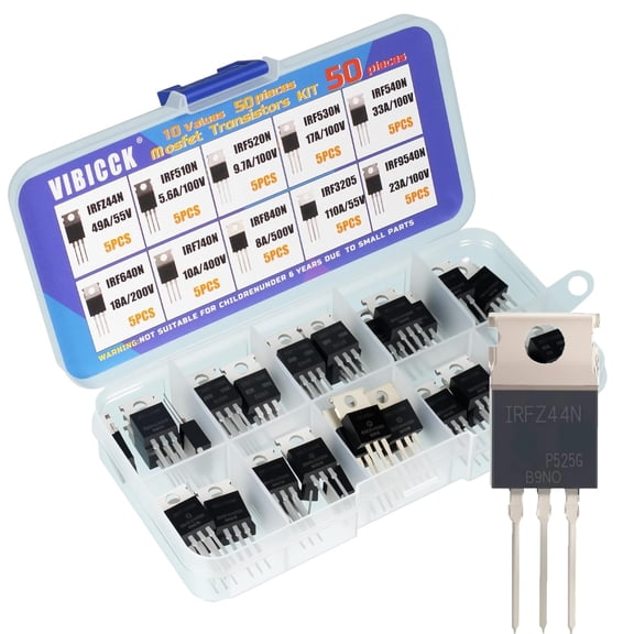 10Values 50pcs IRFZ44N, IRF510N, IRF520, IRF530N, IRF540N, IRF640N, IRF740, IRF840, IRF3205, IRF9540 Series MOSFET Transistor Components, Combination kit TO-220