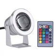 thumbnail image 1 of 10W 12V RGB LED Underwater Light | 16 Color Changing Submersible Dimmable Fountain Light with Remote | IP67 Waterproof for Pond, Pool, Aquarium, Garden | 1 Light & Remote Included, 1 of 5