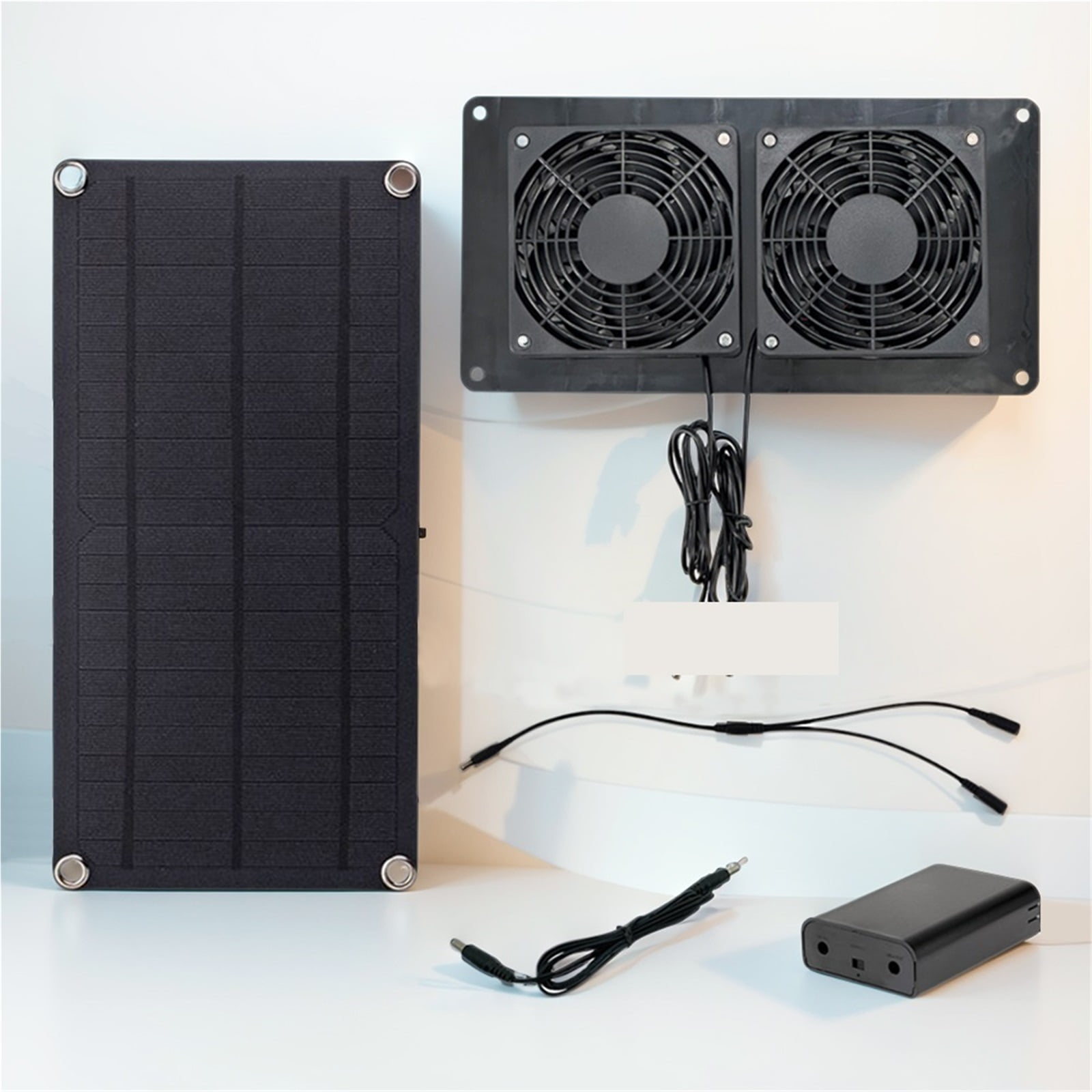 10W 12V Solar Powered Dual Fan Solar Exhaust Fan with Waterproof Solar Panel Summer Outdoor Ventilator Fan for RV Shed