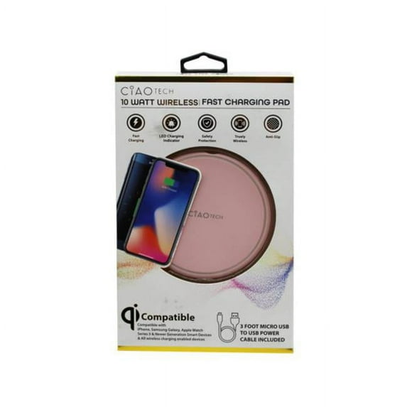 10W Ciao Tech Wireless Charging Pad, Light Pink - Pack of 2
