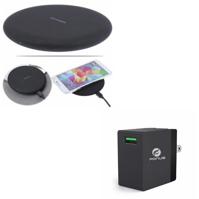 10W Fast Charge Wireless Charger Slim Charging Pad w 18W Adaptive Fast Home Wall Travel AC USB Charger P2N for Nokia Lumia 1020 - Razer Phone 2 - Samsung Galaxy S9+ S9, S8+ S8 S7 S6 Edge+ Edge