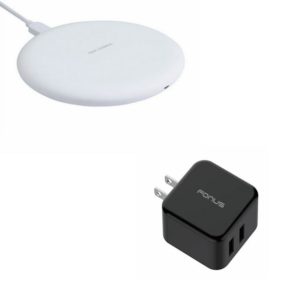 10W Fast Charge Wireless Charger Slim Charging Pad w 30W Adaptive Fast 2-Port Home Wall Plug Travel USB Charger N8A for LG G7 ThinQ - Motorola Droid Turbo, Google Nexus 6, 2 Mini MAXX