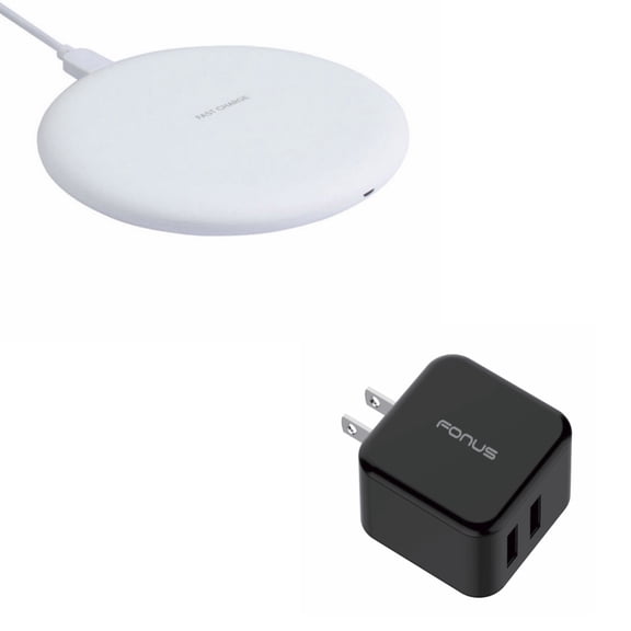 10W Fast Charge Wireless Charger Slim Charging Pad w 30W Adaptive Fast 2-Port Home Wall Plug Travel USB Charger Q1Q for LG V50 ThinQ 5G, V40 ThinQ, V35 ThinQ, Google Nexus 5 4, G8 ThinQ