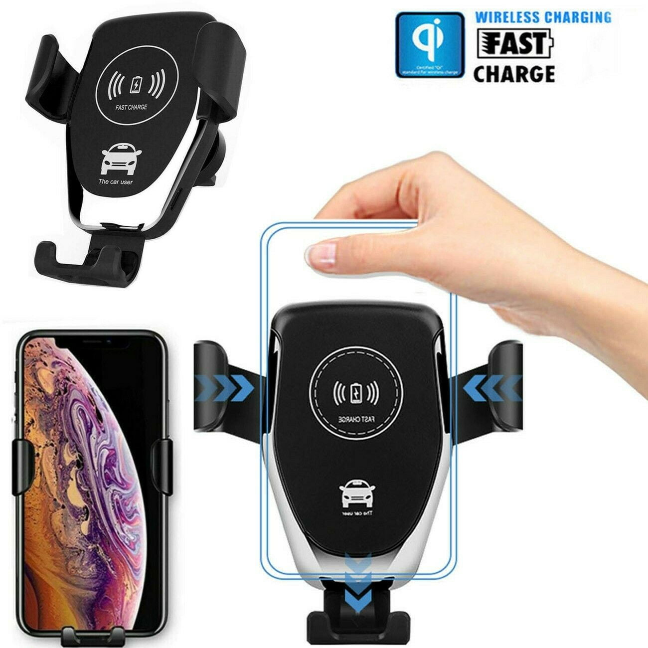Wireless Car Charger, Fast Charging Auto-Clamping Car Mount Air Vent Phone  Holder Compatible with iPhone11/11Pro/11ProMax/XSMax/XS/XR/X/8/8+,Samsung  S10/S9/S8/Note10/Note9,LG,Google Pixel : : Electronics
