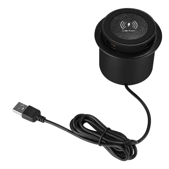 10W Fast Wireless Charger Pop-Up Desktop Embedded Fast Wireless Charger with USB Port Universal for Smartphone