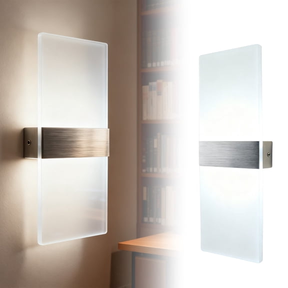 10W LED Wall Sconce Light - Modern Acrylic Up & Down Lighting for Living Room, Bedroom & Hallway, Cool White, Energy Efficient