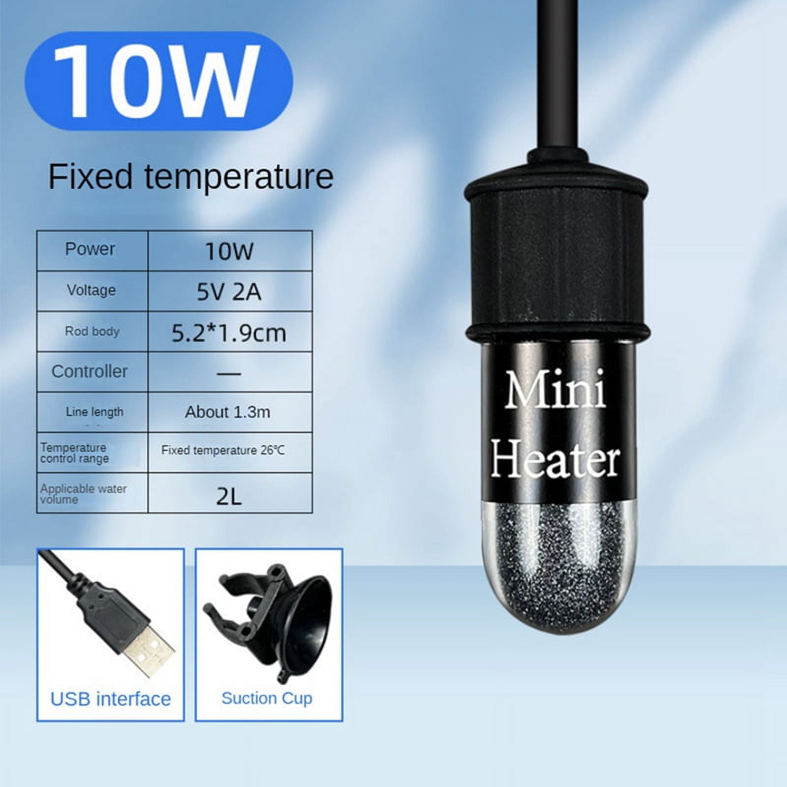 10W Mini Aquarium Heater Fish Tank Heater Thermostat Constant Fixed