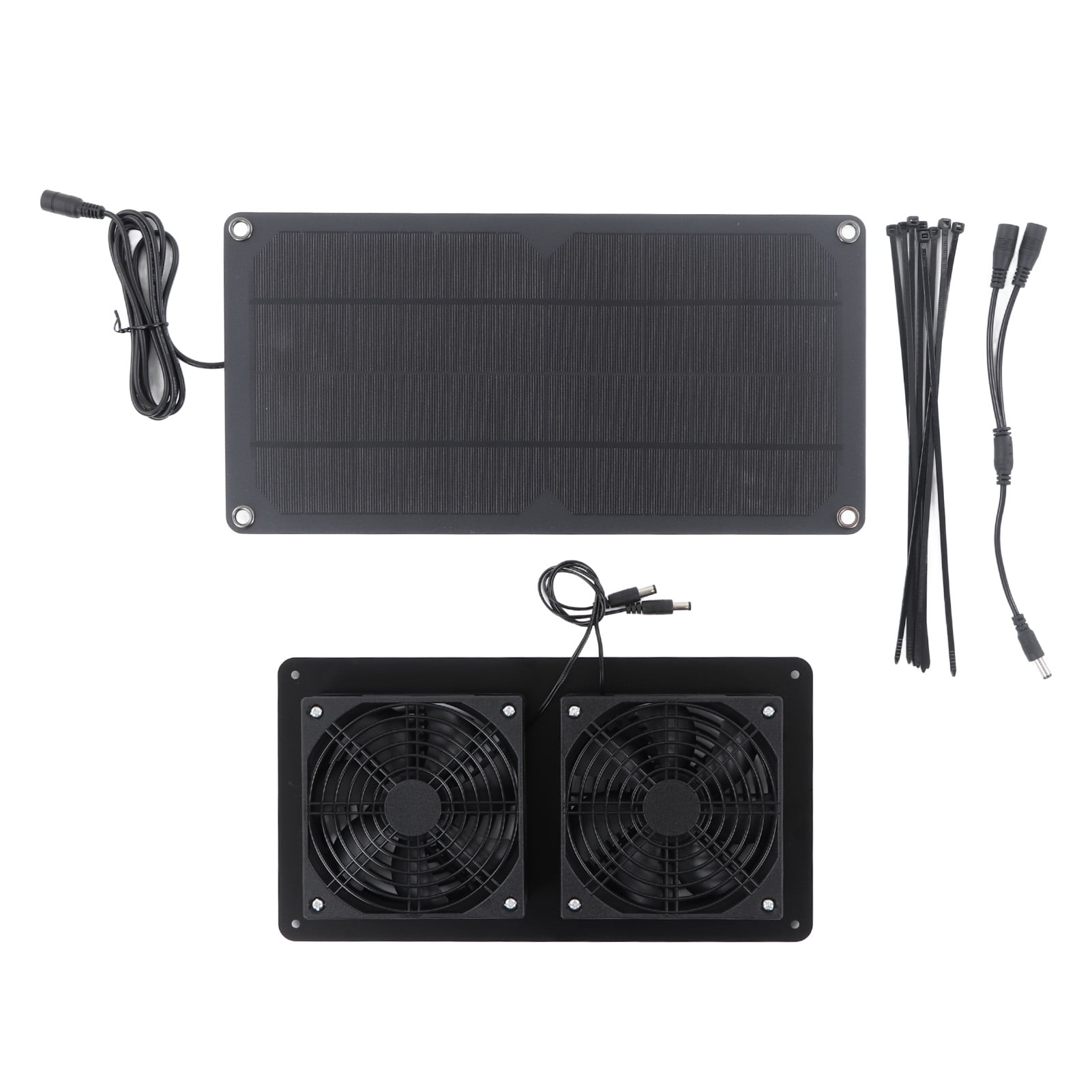 10W Solar Panel Fan Kit, Solar Powered Fan Dual Solar Exhaust Fan Solar Ventilation Fan Solar Powered Exhaust Fan Solar Fan with Solar Panel for Chicken Coops Greenhouses Sheds Pet Houses