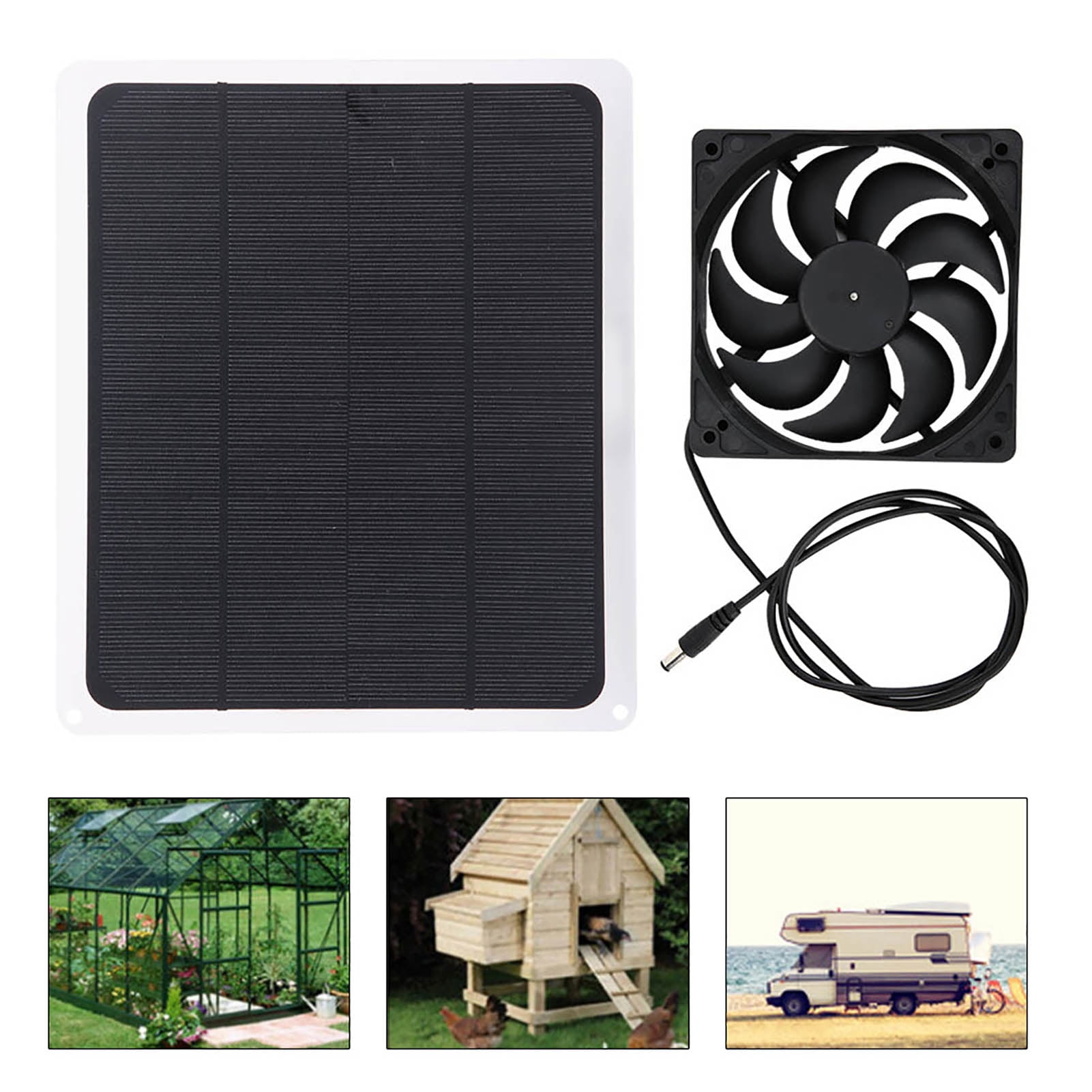 10W Solar Panel Kit W/ USB  Fan, Ideal For Pet Houses, Greenhouses  Travel, 12V, 800MA
