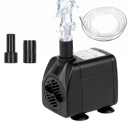 BN-LINK 160GPH Submersible Pump, 10W, 3.94ft High Lift Water Pump with 4.76ft Power Cord and 2 Nozzles, Ultra Quiet Fountain Pump for Fish Tank, Pond, Hydroponics, Statuary, Pool