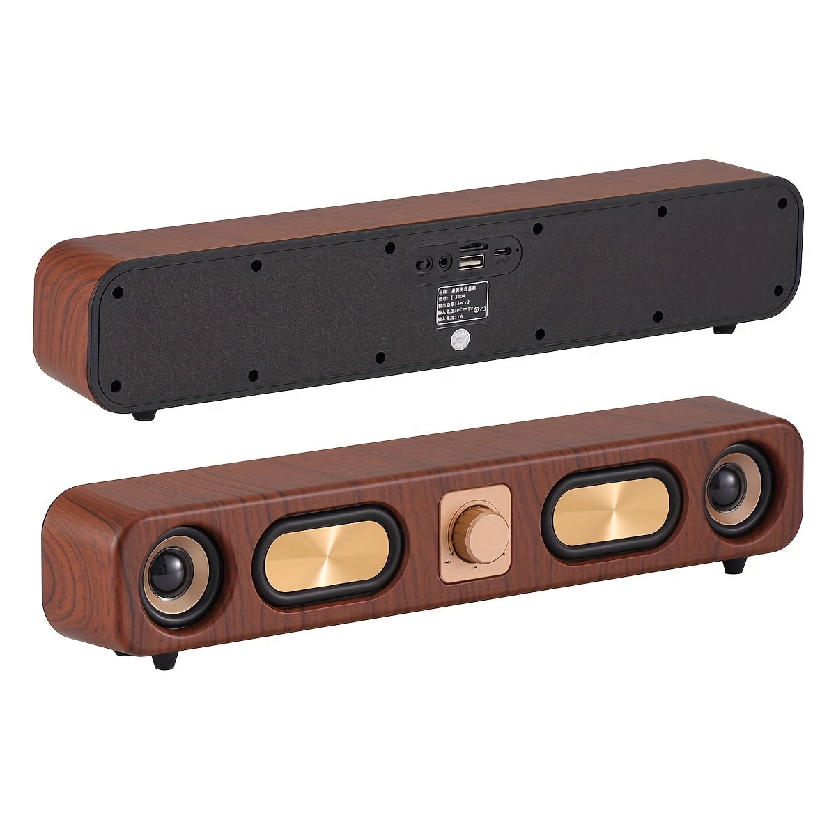 10W Vintage Wireless Bluetooth Sound Bar Speaker Desktop Dual 2'' Speakers USB Wired, 3.5mm Aux-in Computer Speakers for Desktop Monitor