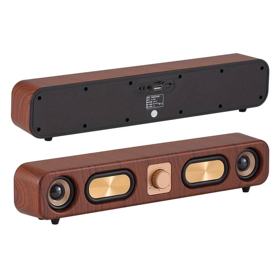 10W Vintage Wireless Bluetooth Sound Bar Speaker Desktop Dual 2'' Speakers USB Wired, 3.5mm Aux-in Computer Speakers for Desktop Monitor