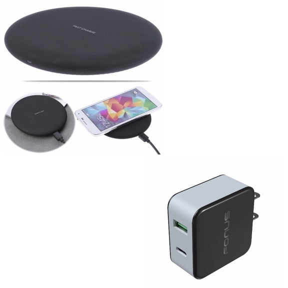 10W Wireless Charger Ultra Slim Fast Charging Pad w 36W 2-Port USB Home Wall Charger Quick Type-C [USB-C] Port K1X for Samsung Galaxy S8+ S8 S7 S6 Edge+ Edge, active S10e S10+ S10 5G Note9