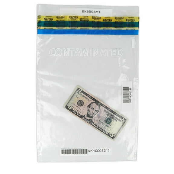 10W x 14H Contaminated Currency Bag with Tamper Evident Seal 100/pack