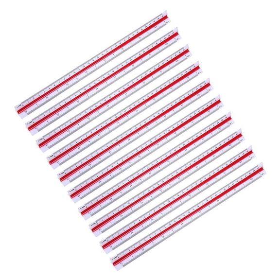 10X 1:20 1:25 1:50 1:75 1:100 1:125 Plastic Triangular Scale Ruler,10 x Scale Ruler,as shown
