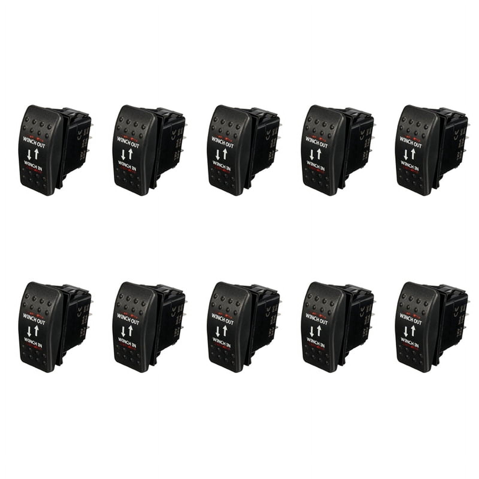10X 12V 20A Winch in Winch Out ON-OFF-ON Rocker Switch 7 Pin LED RED ...