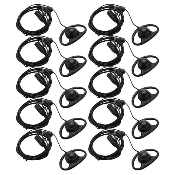 10X 2 Pin Advanced D Shape Clip-Ear Ptt Headset Earpiece Mic Way Radios GP88S GP300 GP68 GP2000 GP88