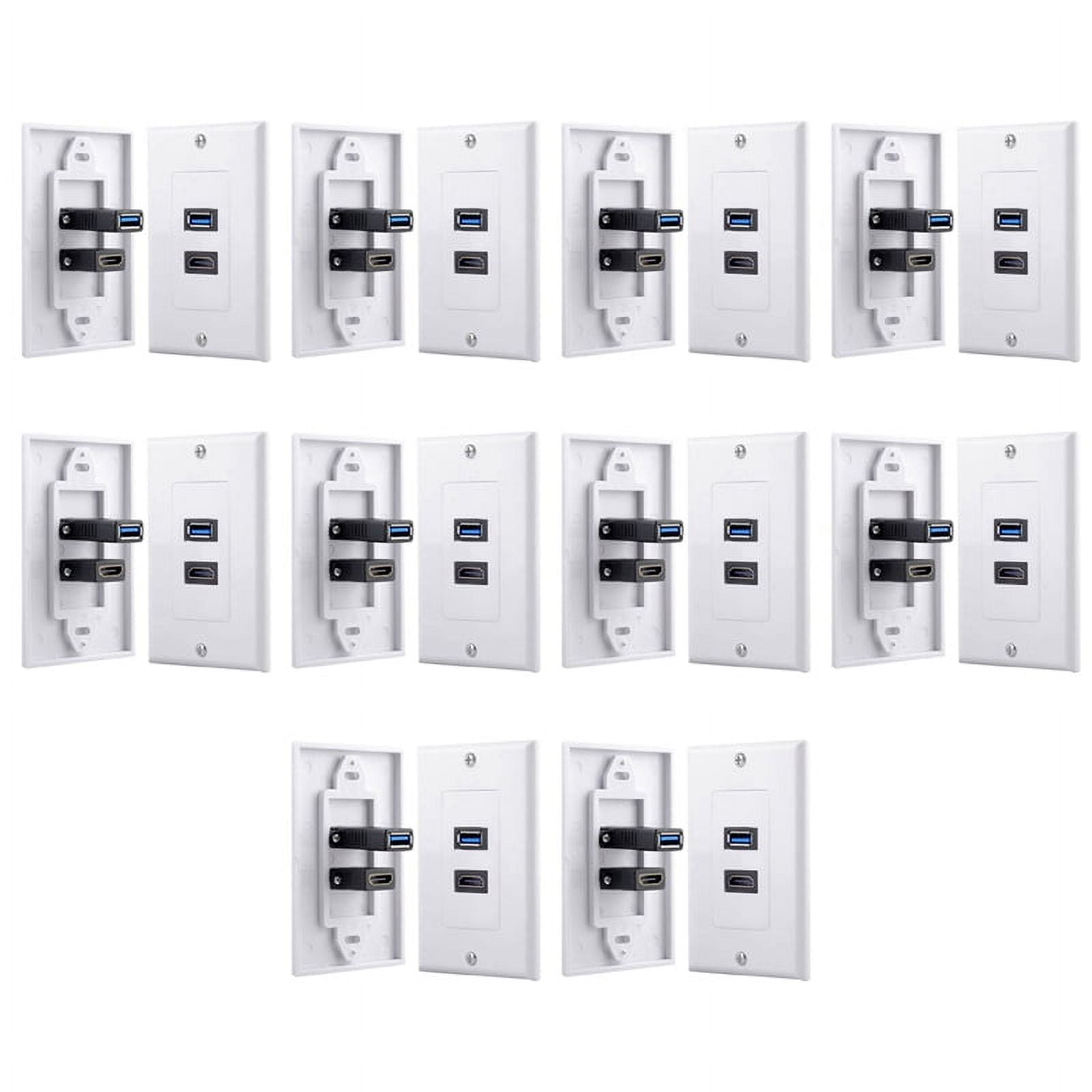 10X 2Port +USB 3.0 Female Wall Face Plate Panel Outlet Socket Extender ...