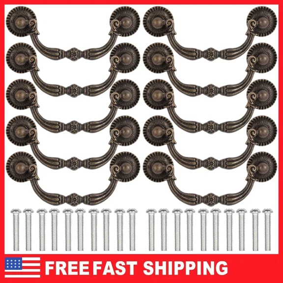 10X 3 Drawer Bail Pull Handle Dresser Knob Antique Bronze Cabinet Pulls Handle