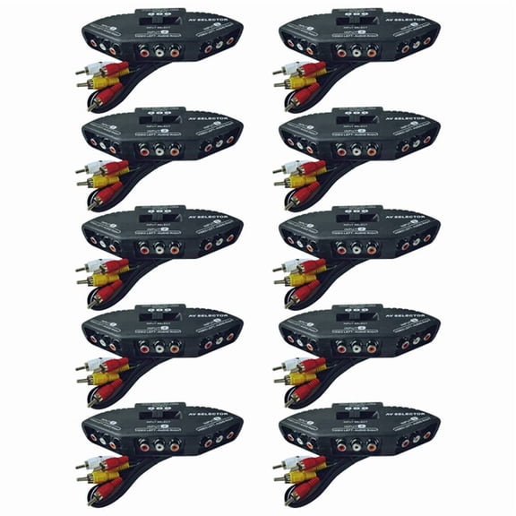 10X 3-Way Audio Video AV Switch Box Splitter Switch W/ Cable for TV X-Box DVD Player Devices Switch