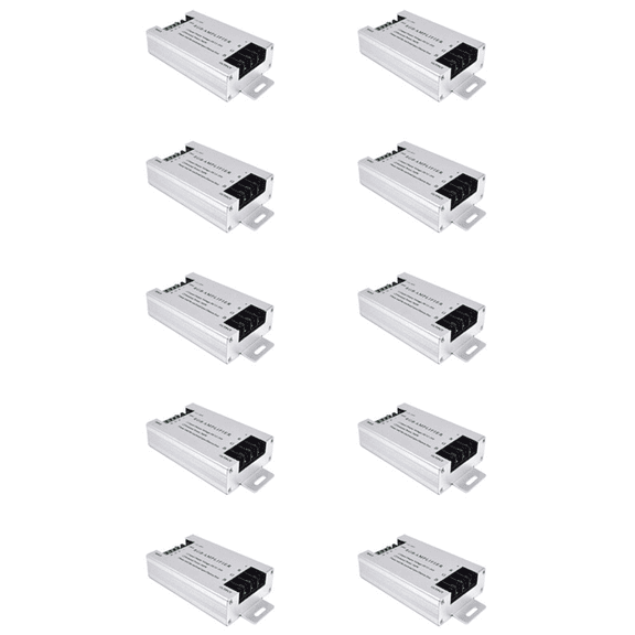 10X 360W RGB Led Amplifier Controller DC12V-24V 30A Aluminum Shell for RGB 5050 3528 SMD LED Strip Lamp,10 x RGB light repeater,Silver