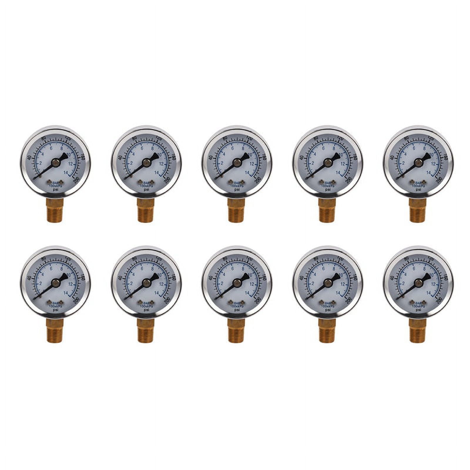 10X -40-14 Bar 0-200 Psi 0-14 Bar Pressure Gauge 1/8 Male Npt Pressure ...