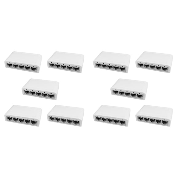 10X 5 Port Data Switch,Network Hub,Desktop Ethernet Splitter,Plug & Play Shielded Ports Fanless Quiet