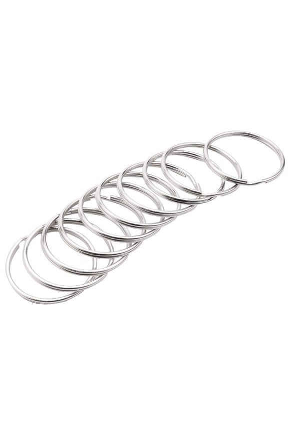10X 50Mm Keyring Split Ring Set Nickel Key Loop Sprung