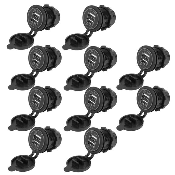 10X 5V 4.2A Dual 2USB Charger Socket Adapter Power Outlet for 12V 24V Car (Blue)