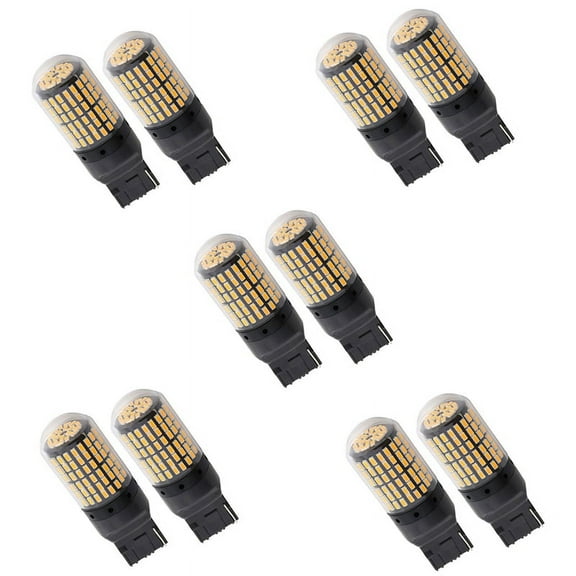 10X 7440 Canbus Super Bright Error Free LED Bulb T20 W21W 144 SMD Amber for Reverse Tail Turn Signal Light