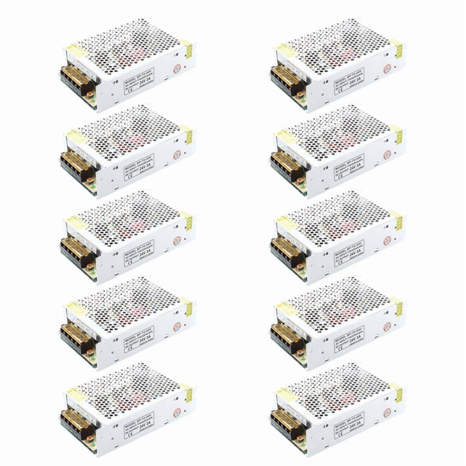 10X AC 110/220V 24VDC 3A 72W Power Supply Transformer for LED Flexible Strip Lamp