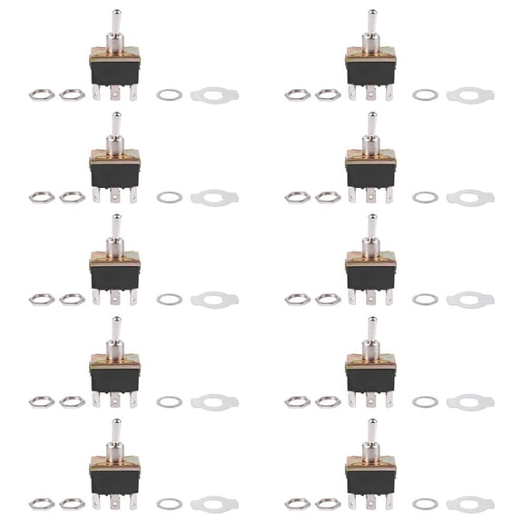 10X AC 250V/10A 125V/15A DPDT 3 Position ON/OFF/ON 6 Pins Toggle Switch Black+Silver