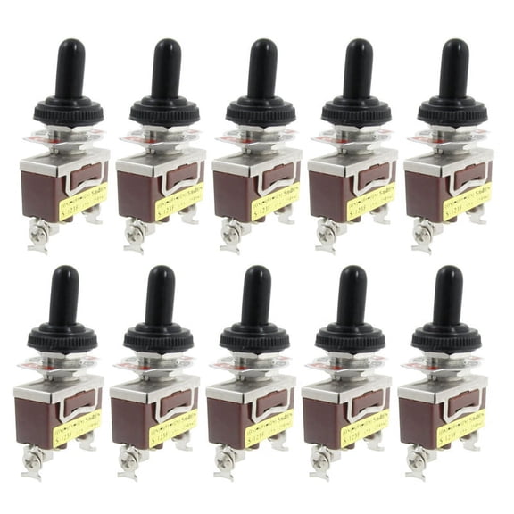 10X AC 250V 15A Momentary SPDT Toggle Switch with Waterproof Boot10 x Toggle Switch