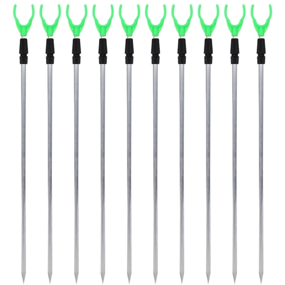 10X Adjustable Metal Fishing Rod Pole Holder Rack Stand,10 x Fishing Rod Holder,Green
